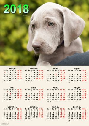 Календарь 2018 с сабакой формат А4