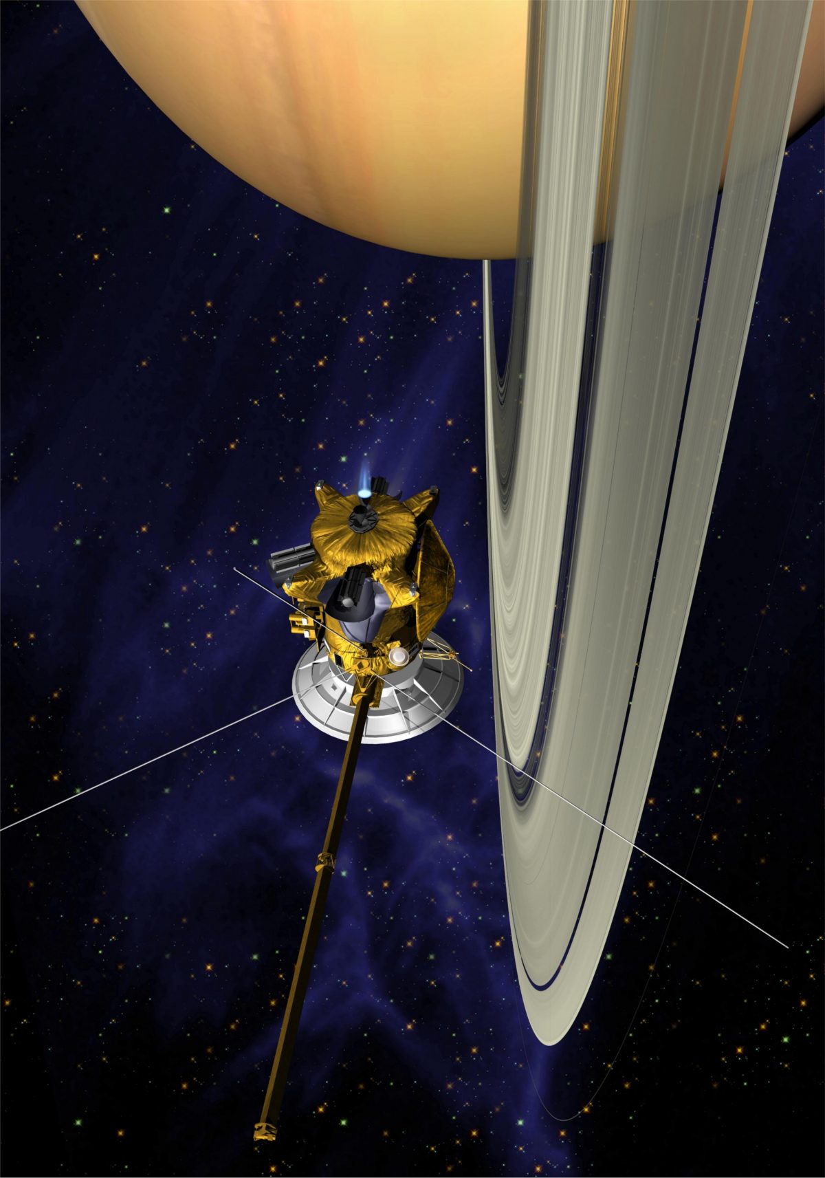 Картинка - спутник возле Сатурна скачать